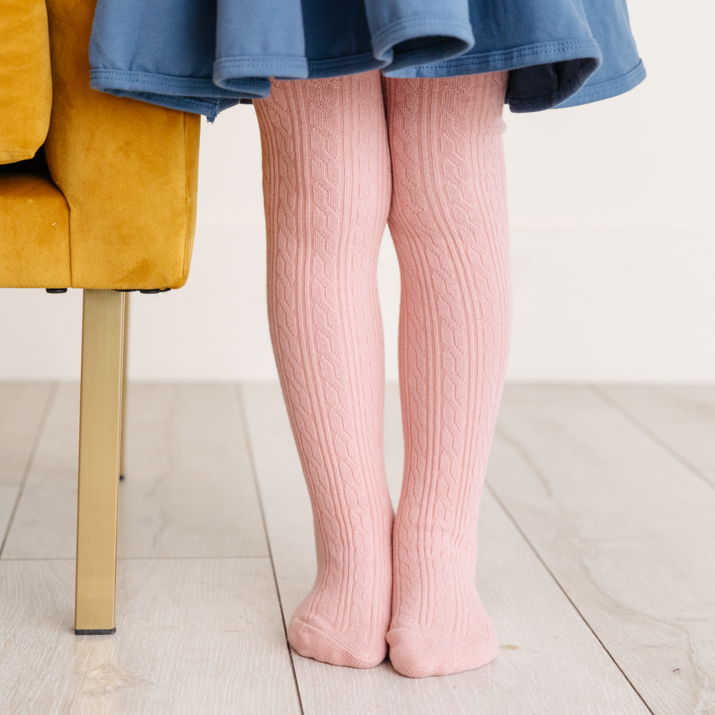 Blush Pink Cable Knit Tights