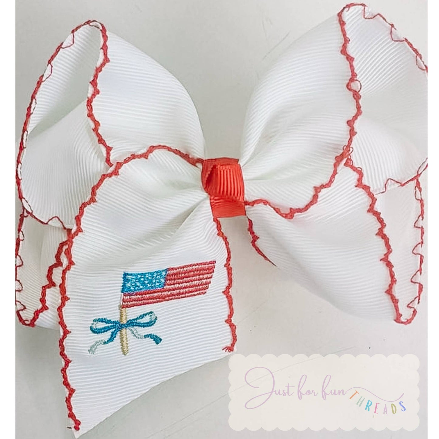 American Flag Moonstitch Hair Bow