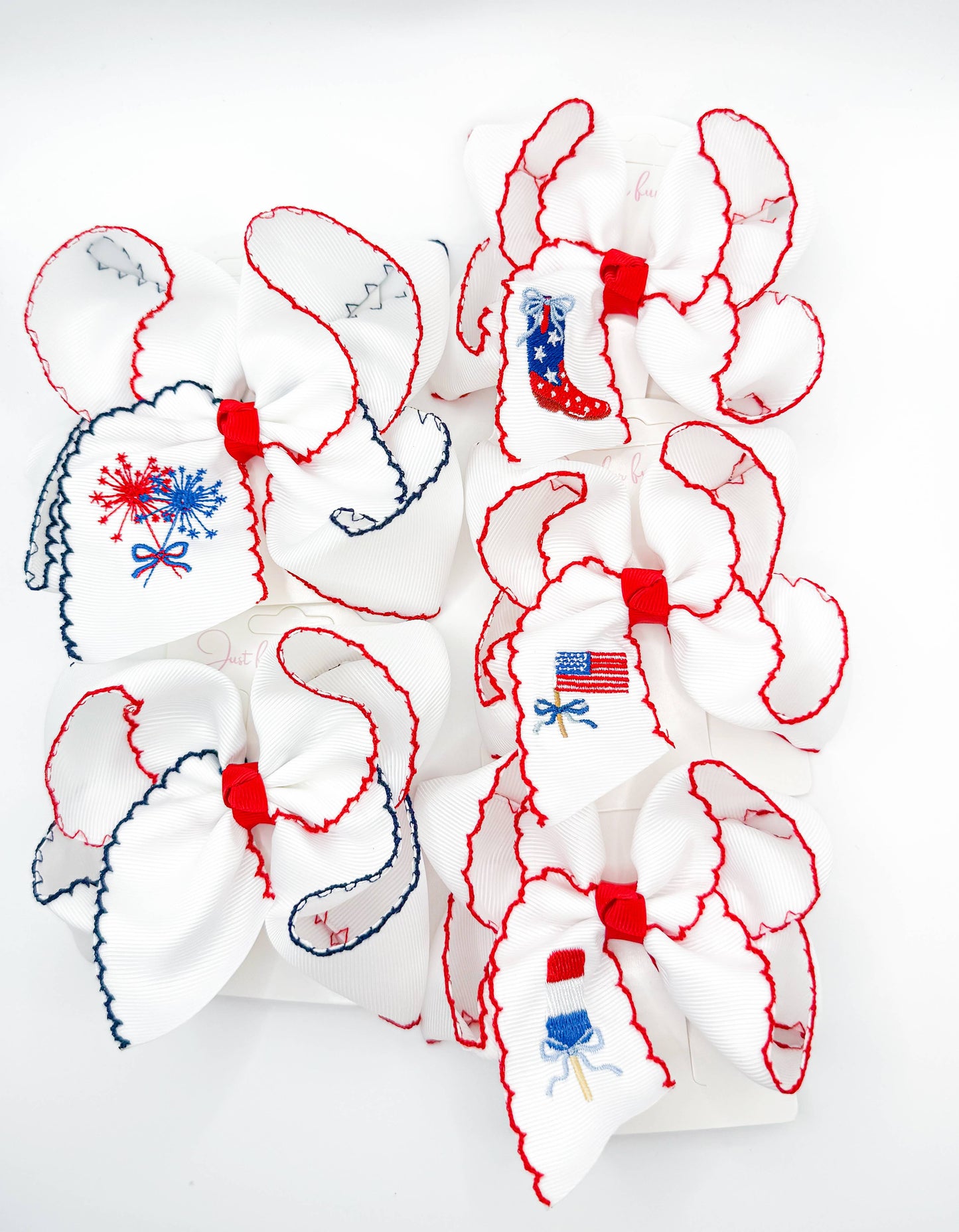 American Flag Moonstitch Hair Bow