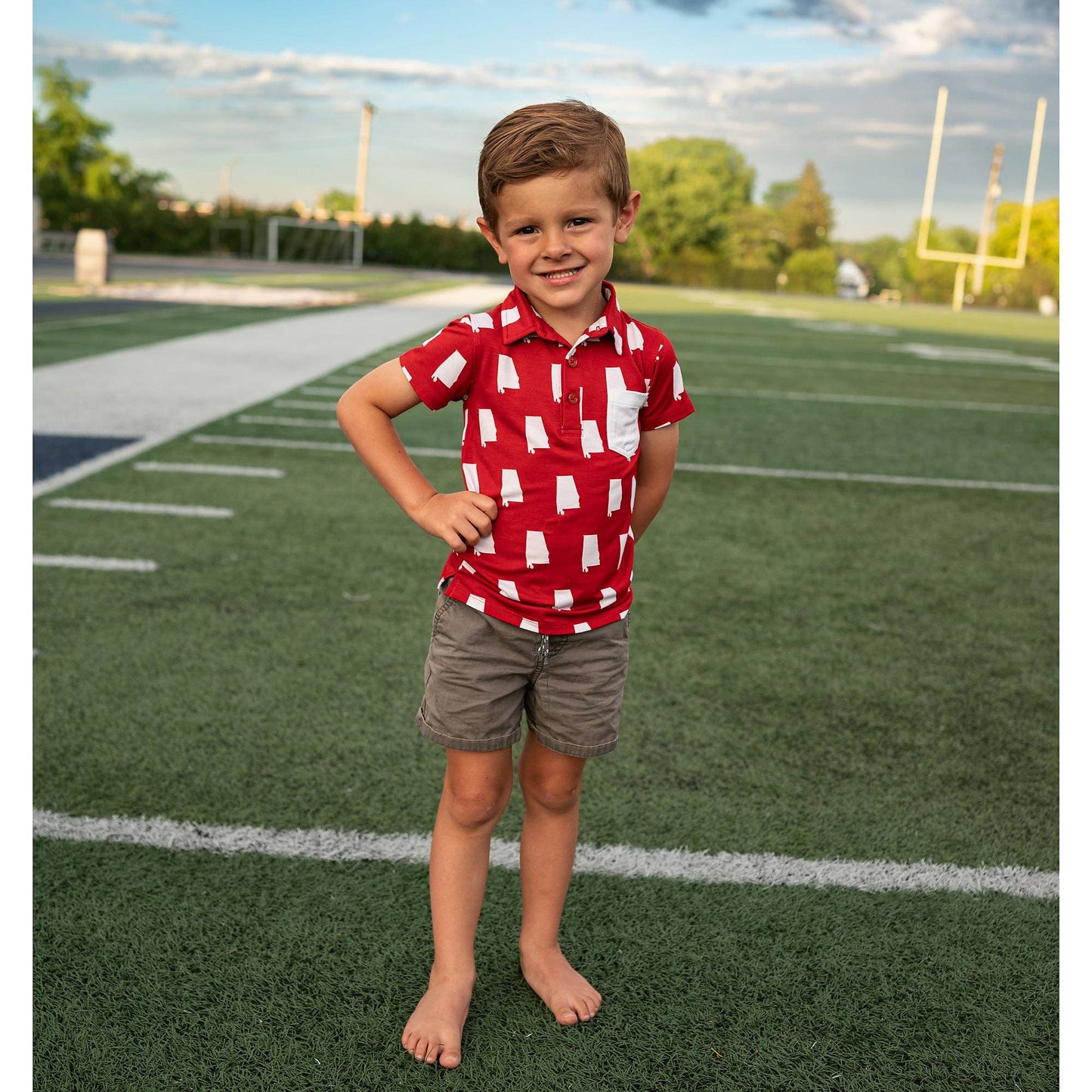 Bamboo Kids Clothing Boys Shirt Polo Alabama Crimson & White