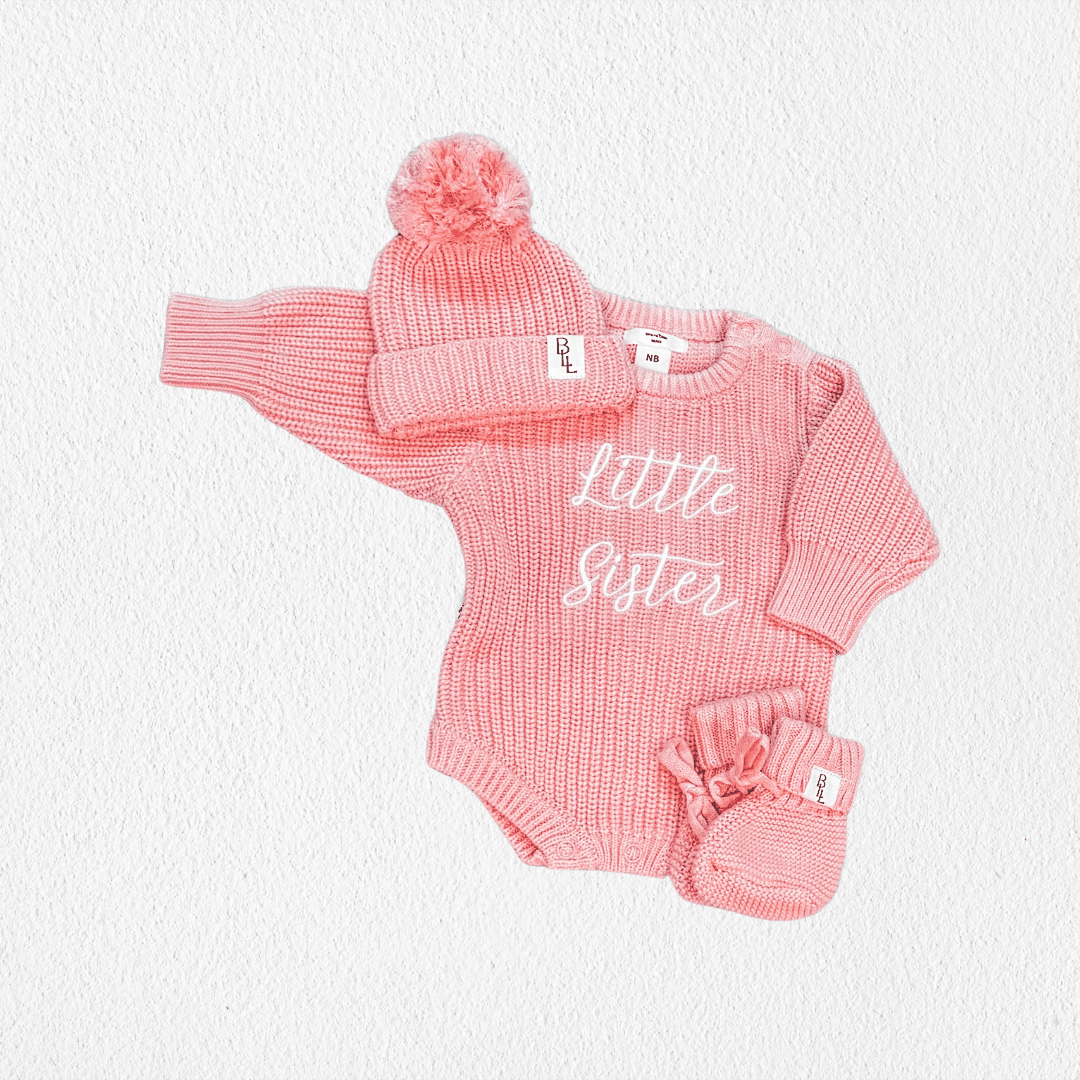 'Little Sister' Announcement Romper | Peony
