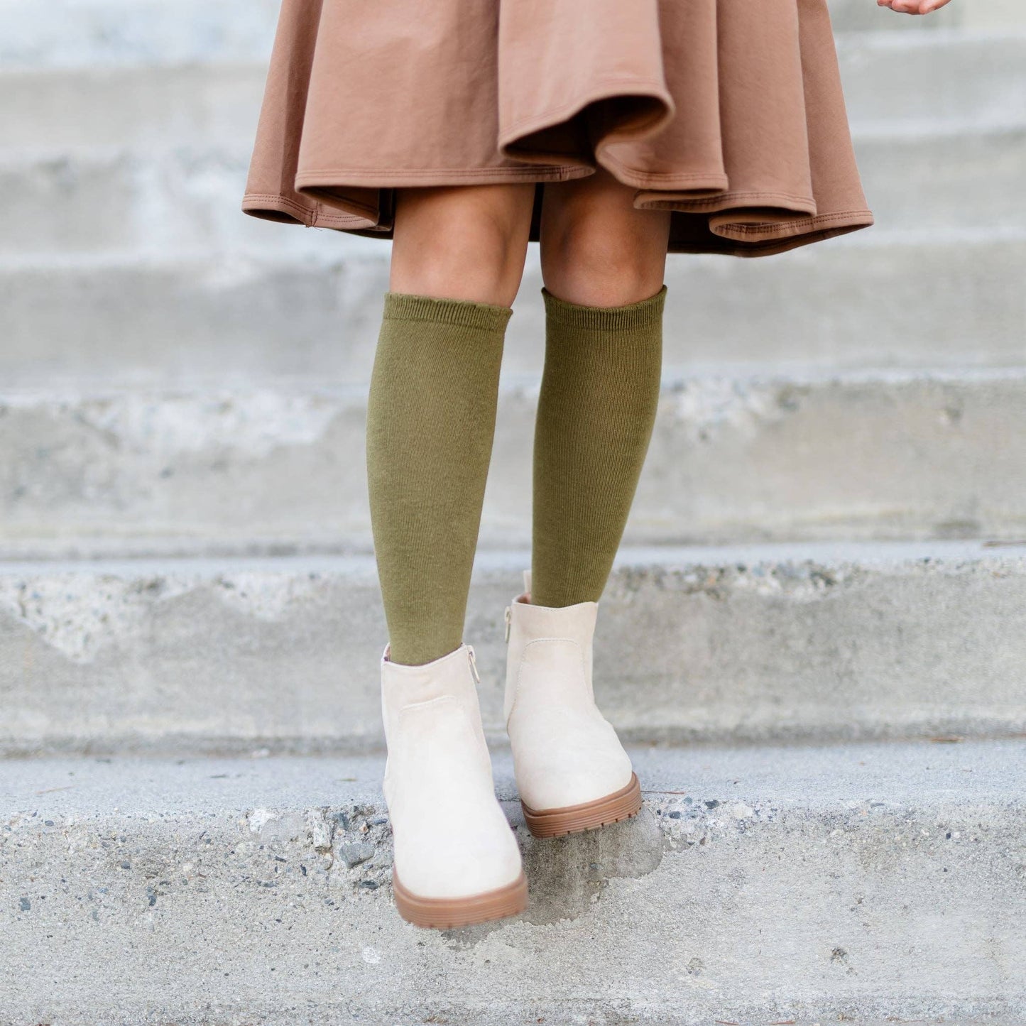 Scalloped Olive Socks