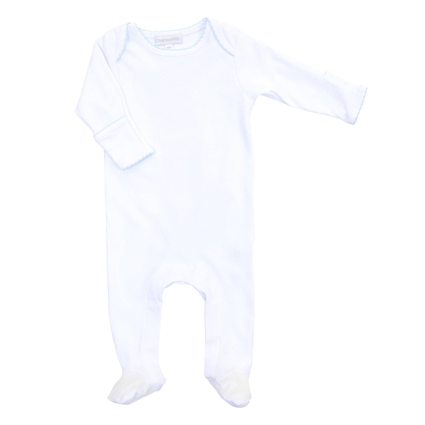 Solid Essentials Lap Footie - White with Light Blue Trim