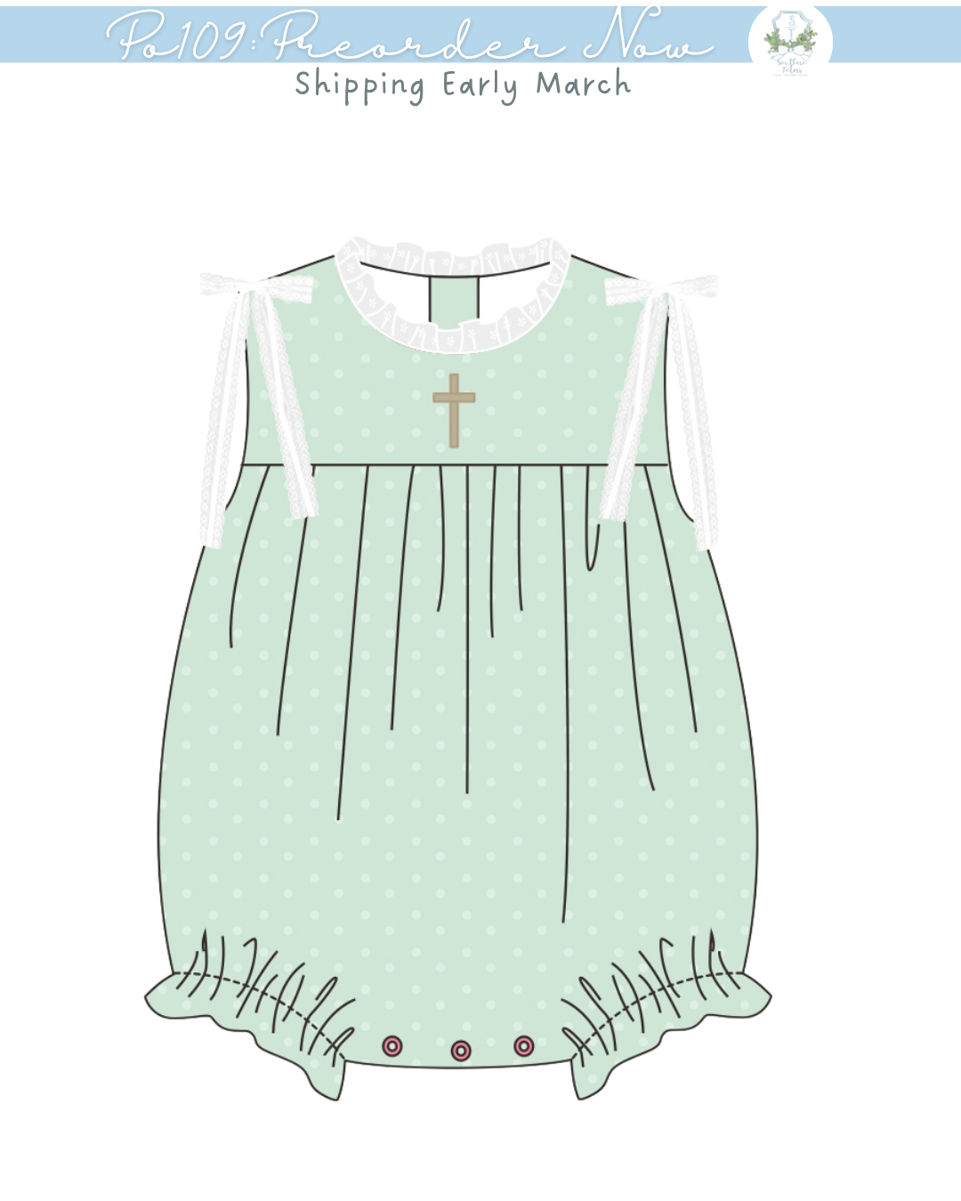 PO109: Swiss Dot Cross Girl Bubble Preorder