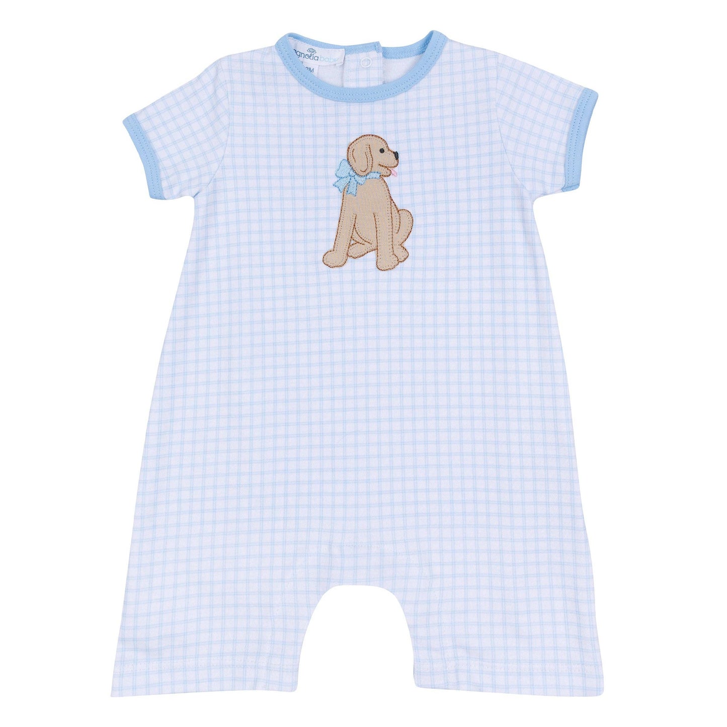 Puppy Playtime Applique Short Playsuit - Light Blue