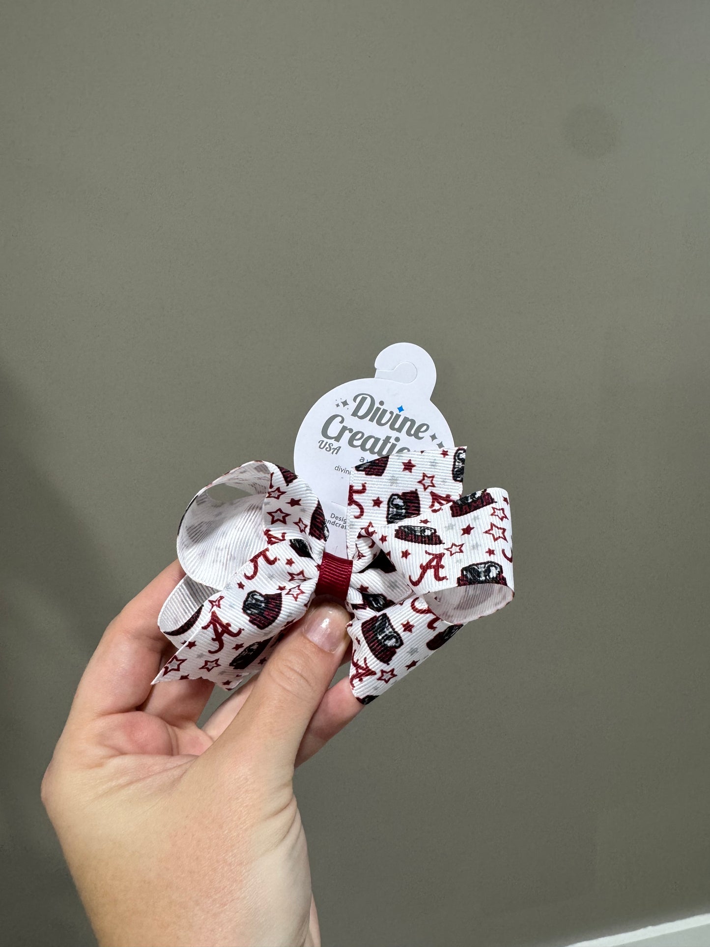 Medium College Star Print Bow Bama
