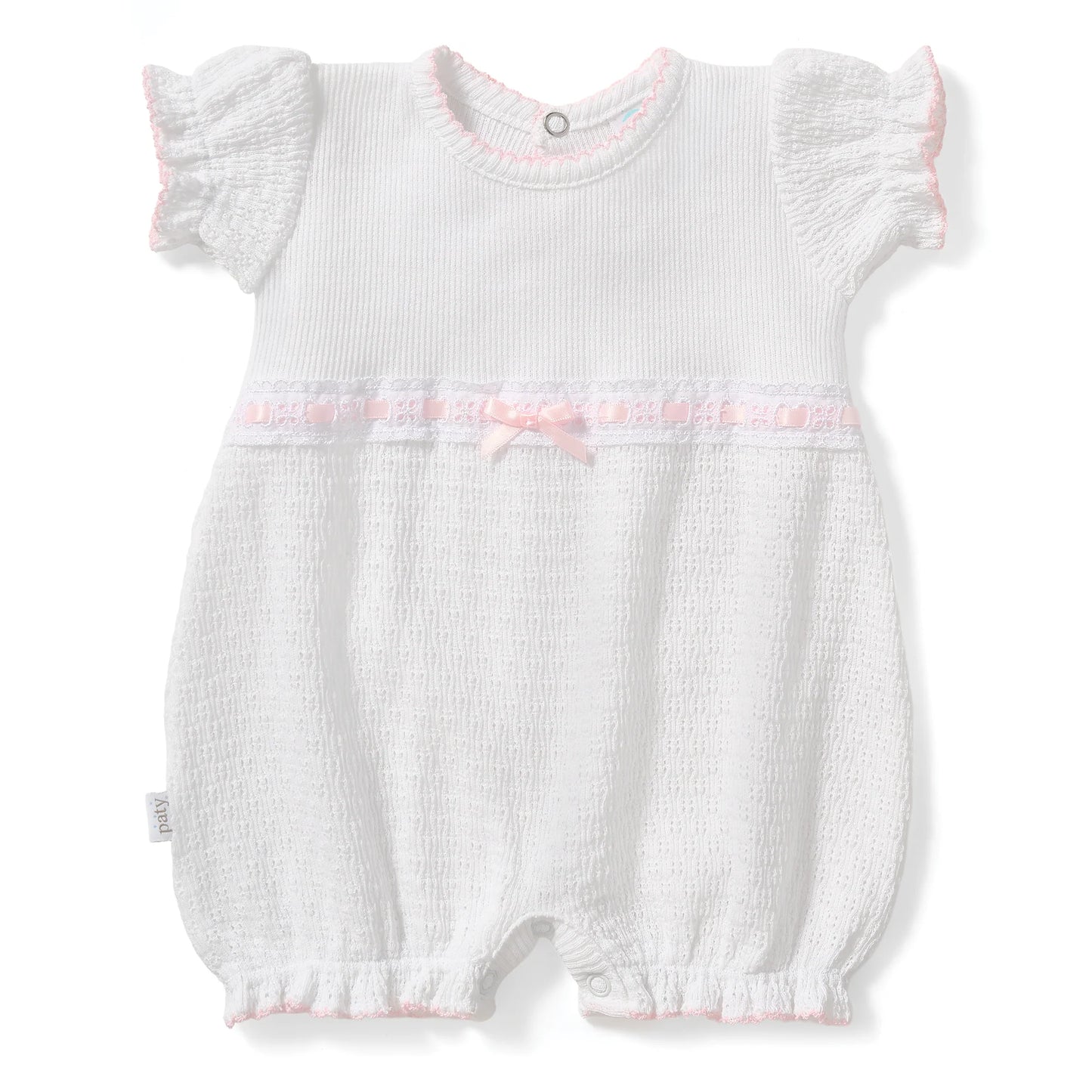 Paty Knit Baby Girl Bubble with Eyelet Trim
