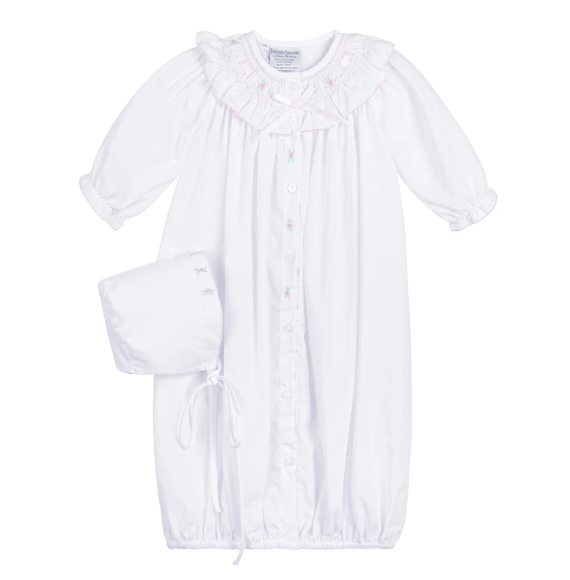 Ribbon Ruffle Smocked Take Me Home Gown with Bonnet