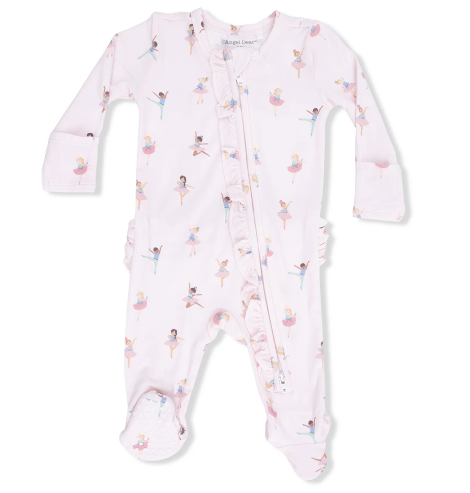 Petite Ballet - 2 Way Ruffle Front Zipper Footie
