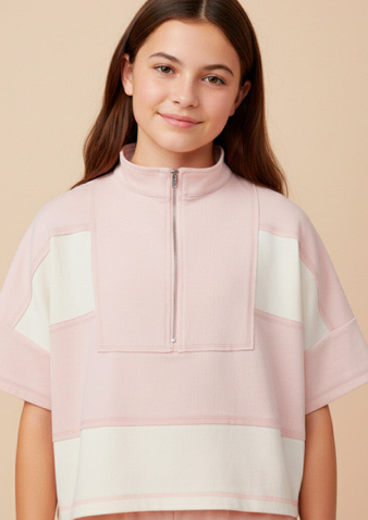 color block zip top