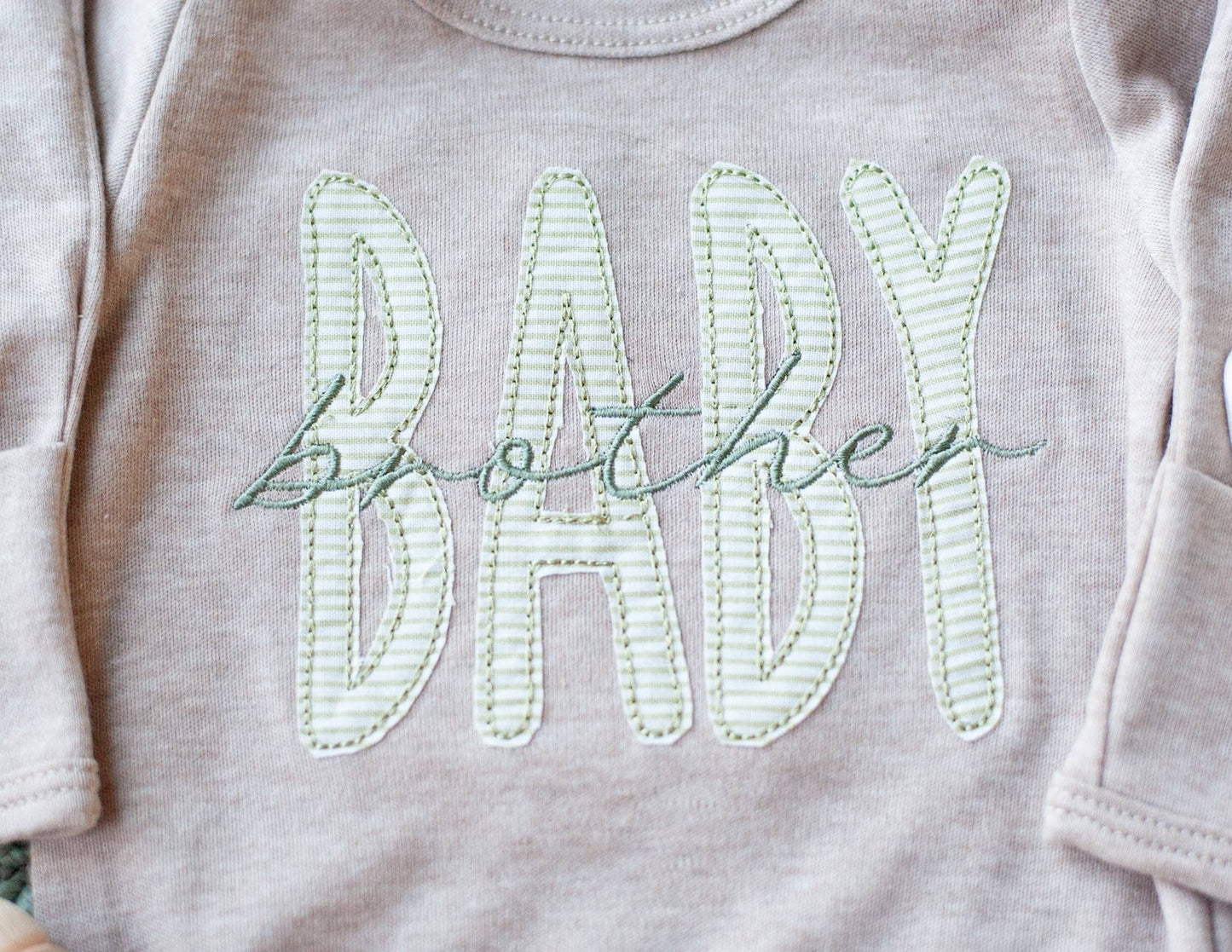 Baby Boy Outfit | Mocha Knot Gown Green Baby Brother Newborn