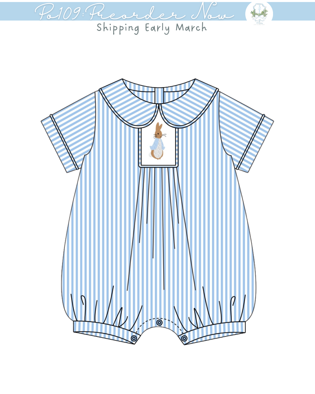 PO109: Seersucker Bunny Boy Bubble Preorder