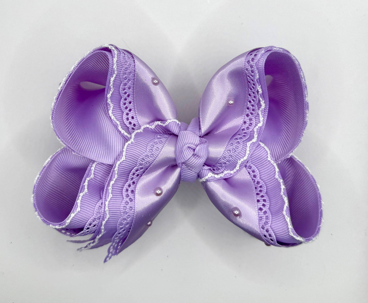 Purple Pearl Satin Lace Bow