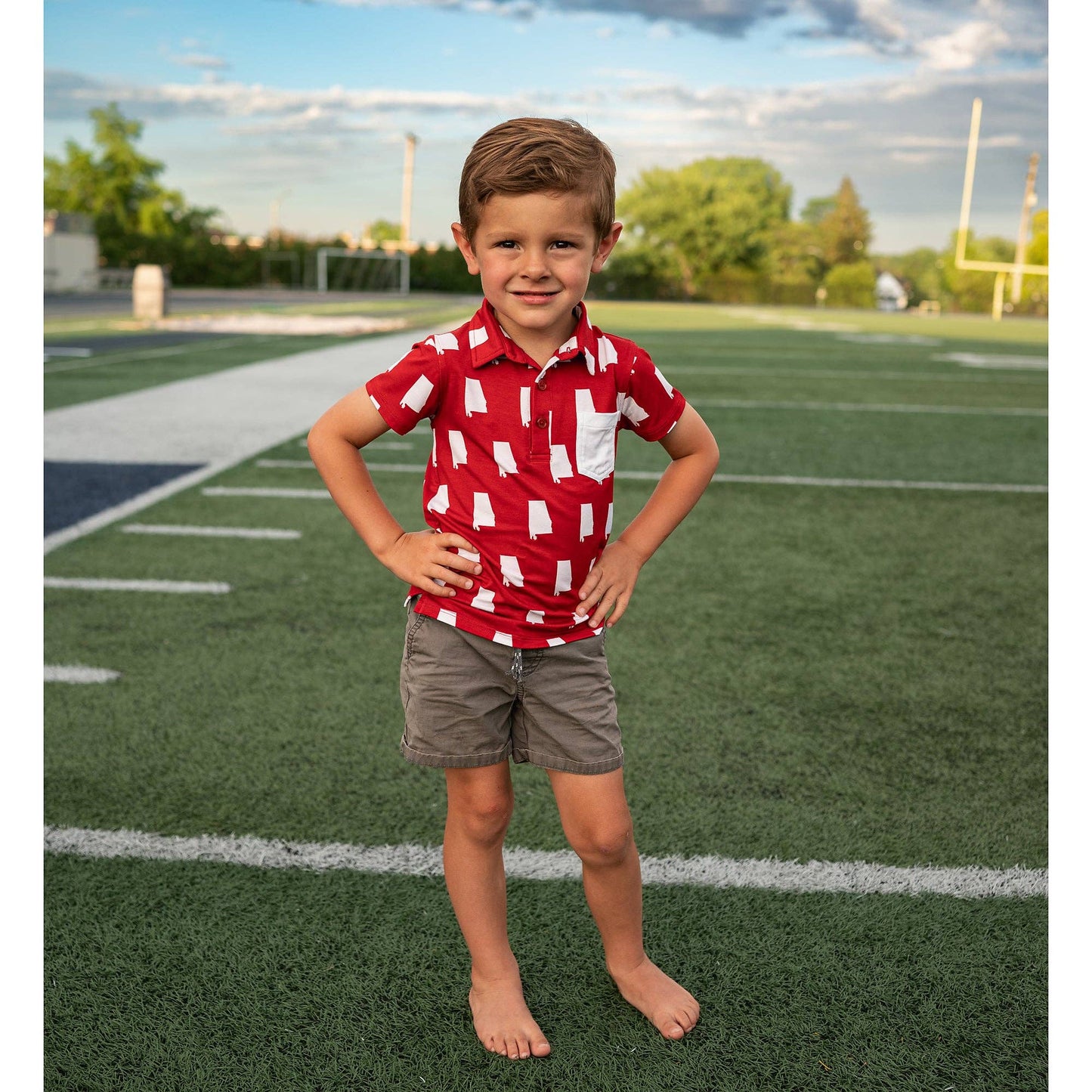Bamboo Kids Clothing Boys Shirt Polo Alabama Crimson & White