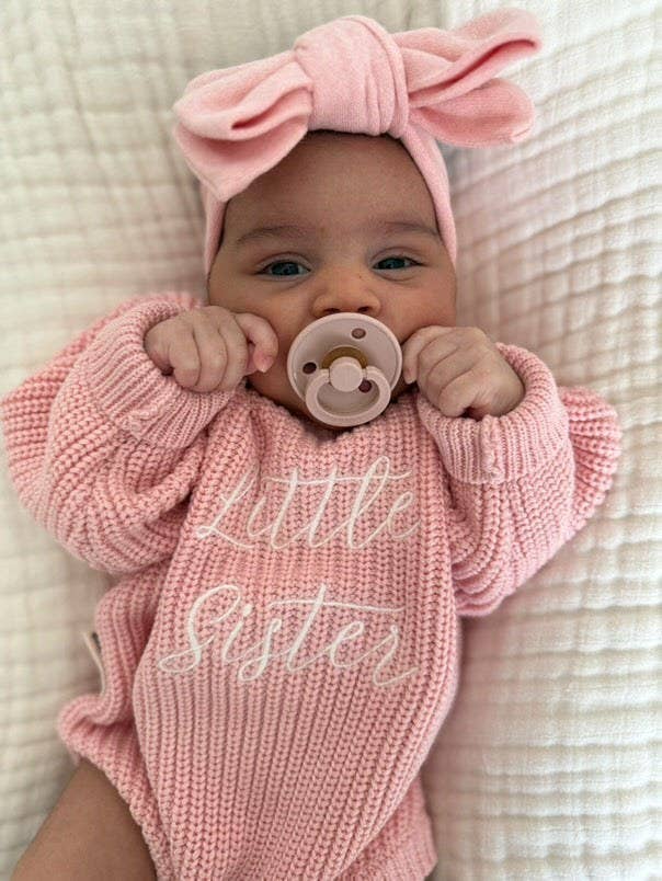 'Little Sister' Announcement Romper | Peony