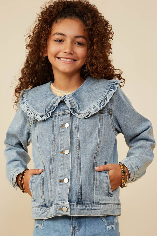 Girls Collar Denim Jacket