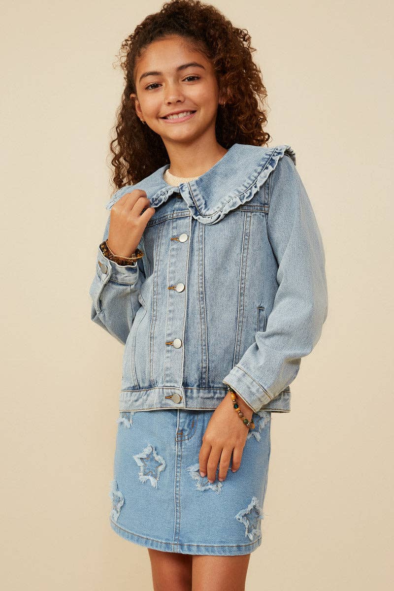 Girls Collar Denim Jacket