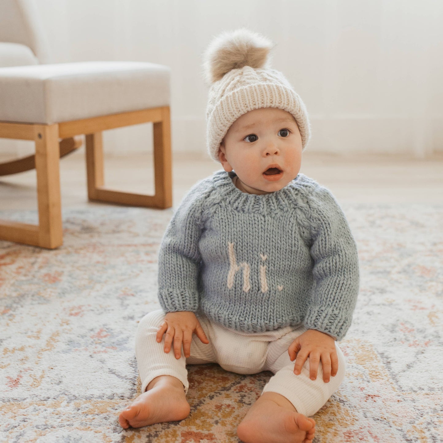 Hi. Surf Bllue Crew Neck Sweater Baby & Toddler