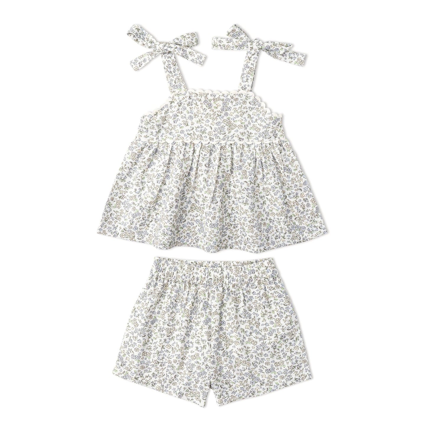 Organic Tie Up Top & Shorts Set - Tulle Floral