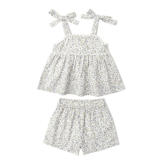 Organic Tie Up Top & Shorts Set - Tulle Floral