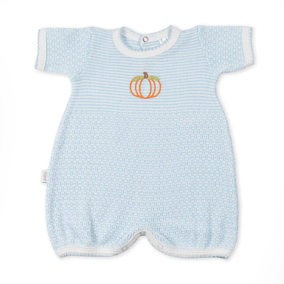 PatyKnit™ Straight Hem Bubble in Solid Color with Pumpkin Embroidery