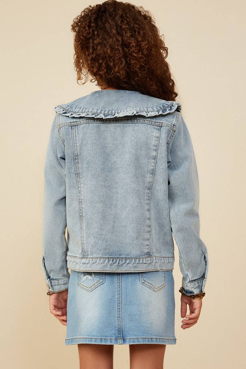 Girls Collar Denim Jacket