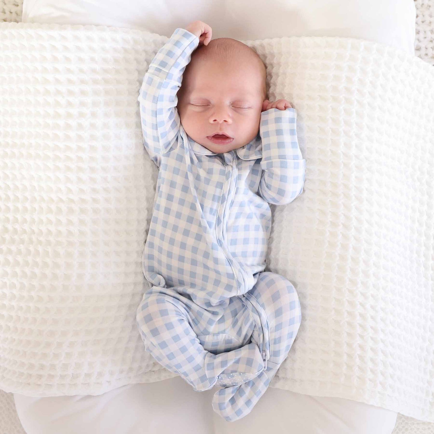 Blue Gingham Footie