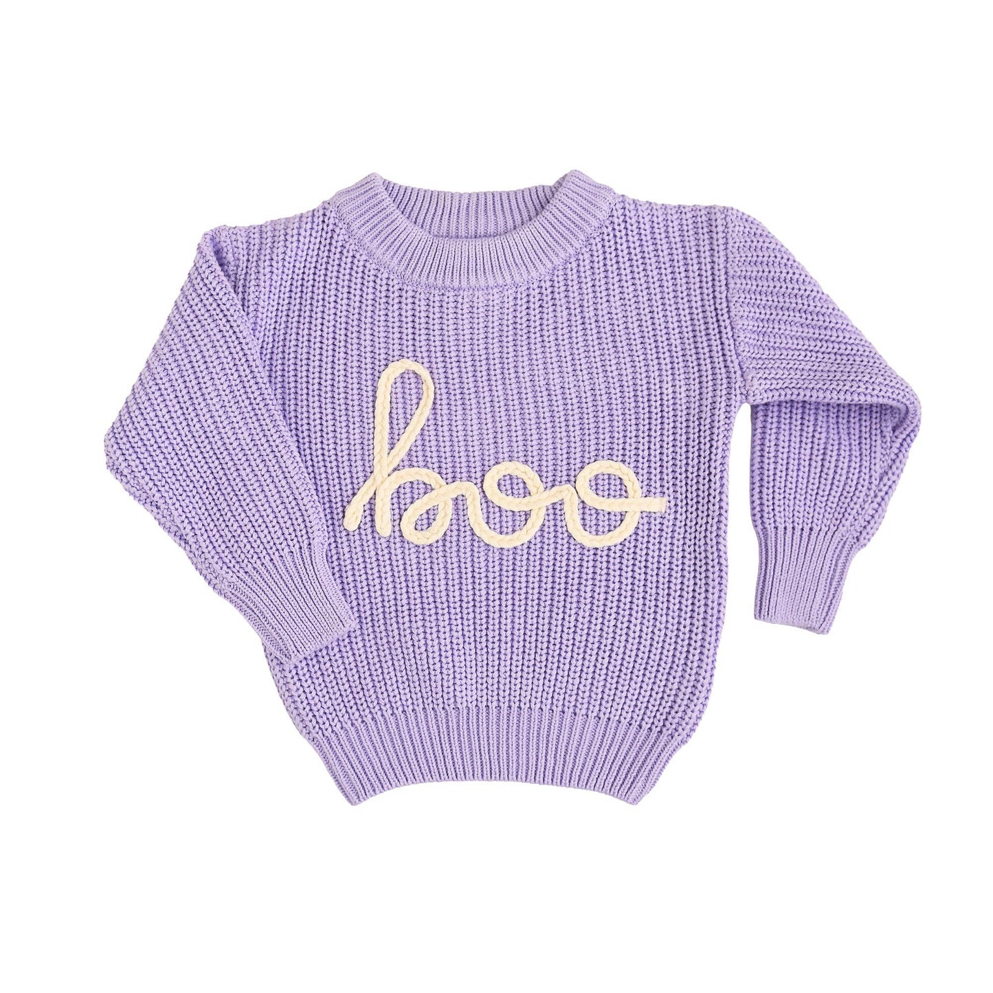 Boo Purple SWEATER Solid Knit Halloween Toddler Kids Top