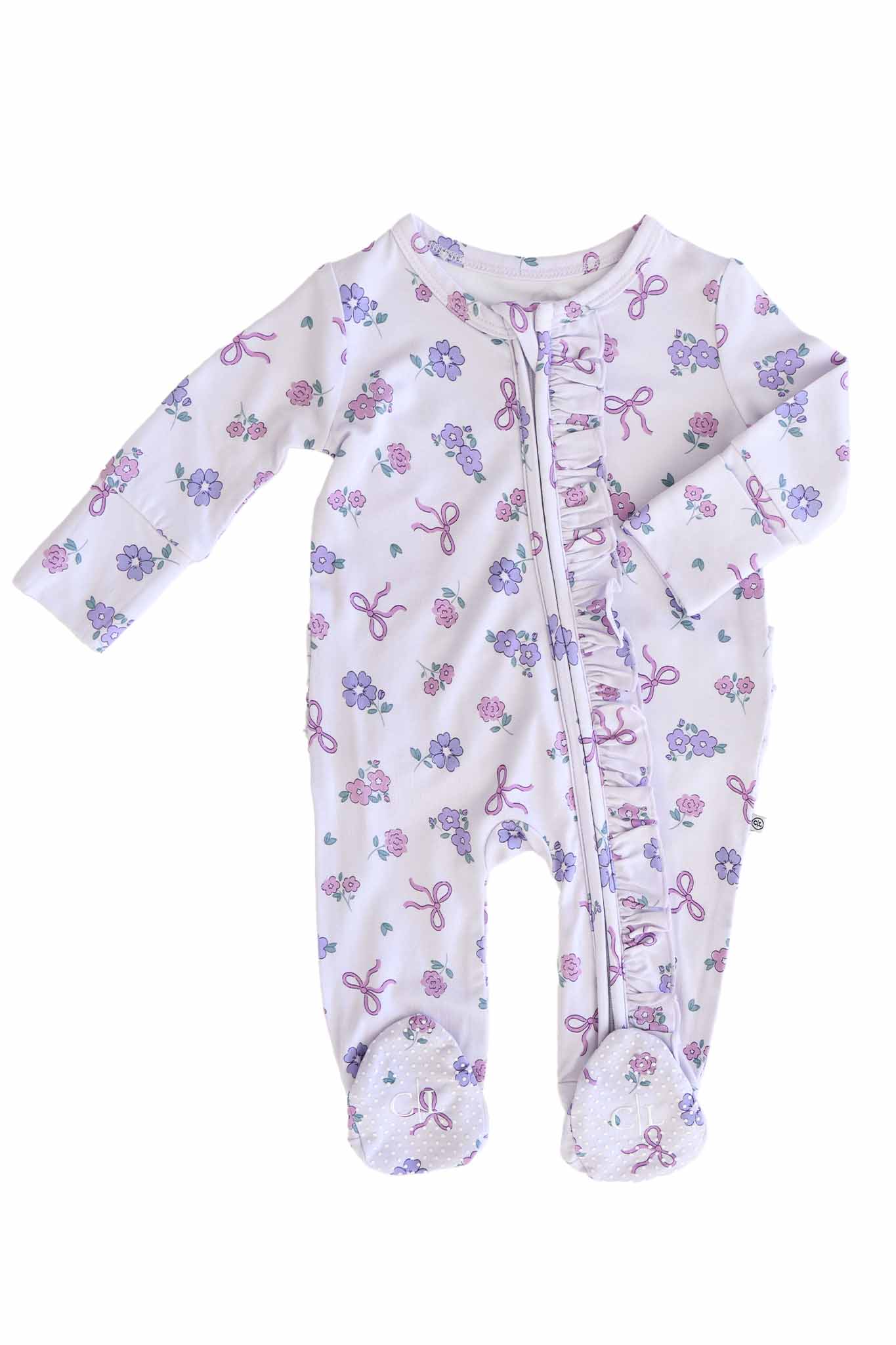 Ribbon & Roses Zipper Footie