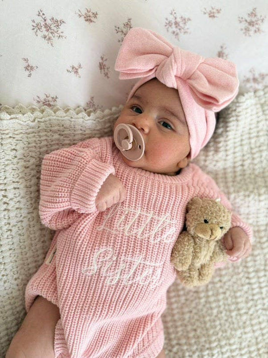 'Little Sister' Announcement Romper | Peony