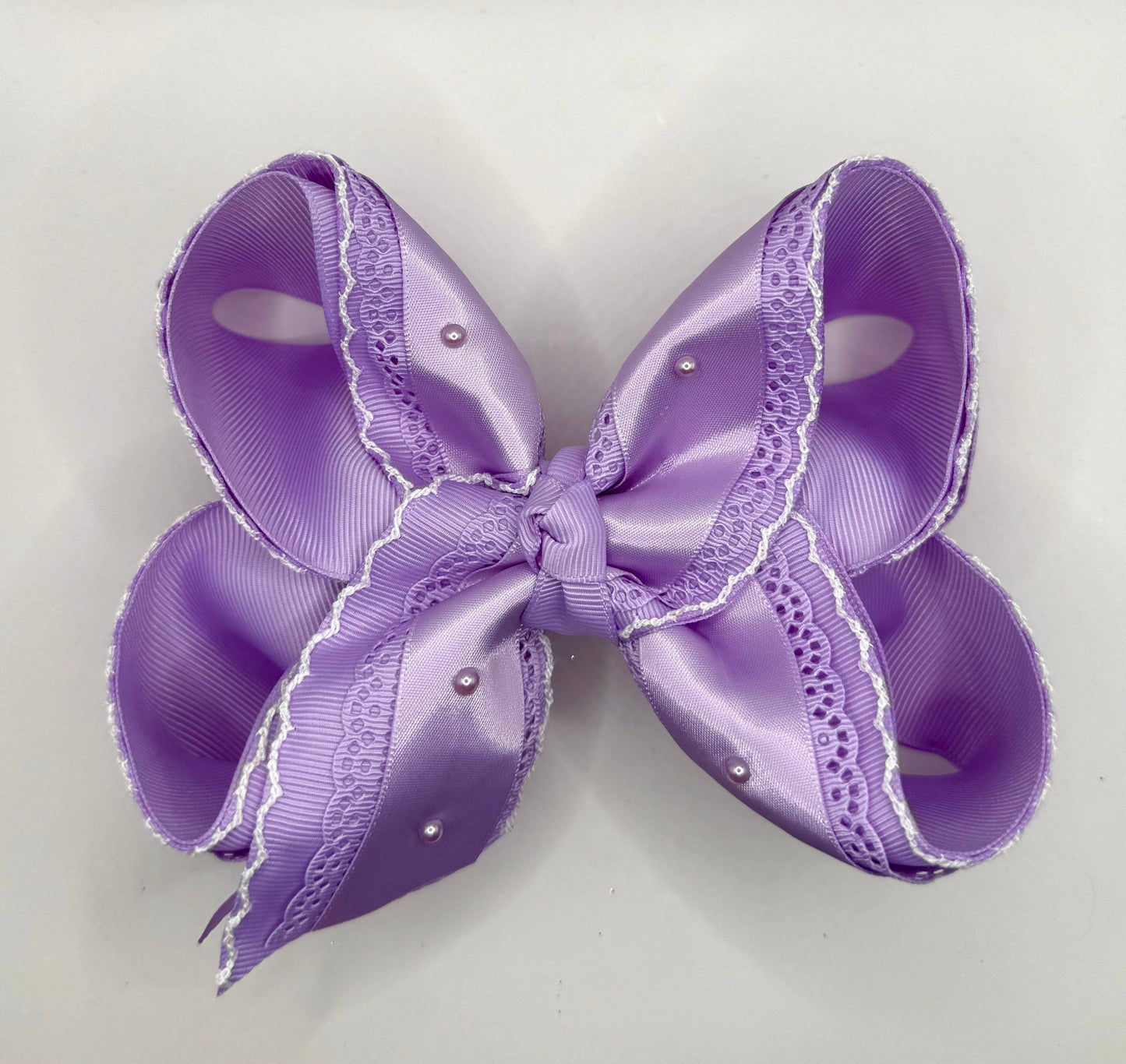 Purple Pearl Satin Lace Bow