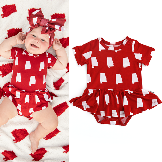 Bamboo Kids Girl Baby Toddler Clothing Tutu Alabama Crimson & White
