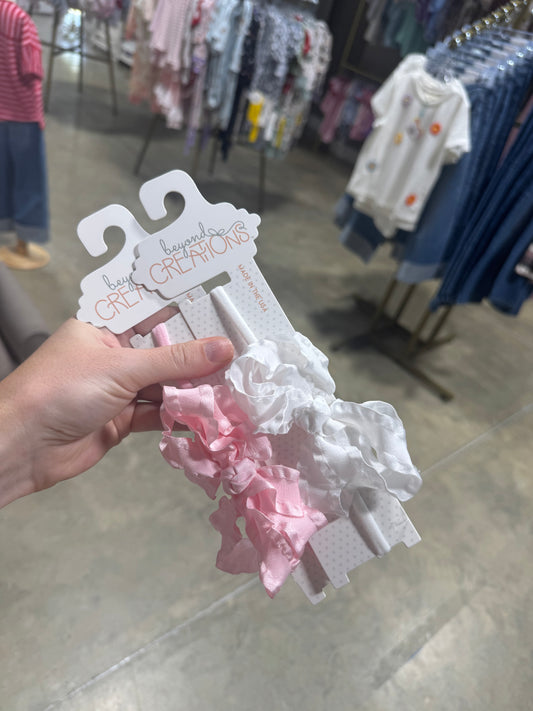 HEADBAND W/ 3.5" MED. DOUBLE RUFFLE BOW
