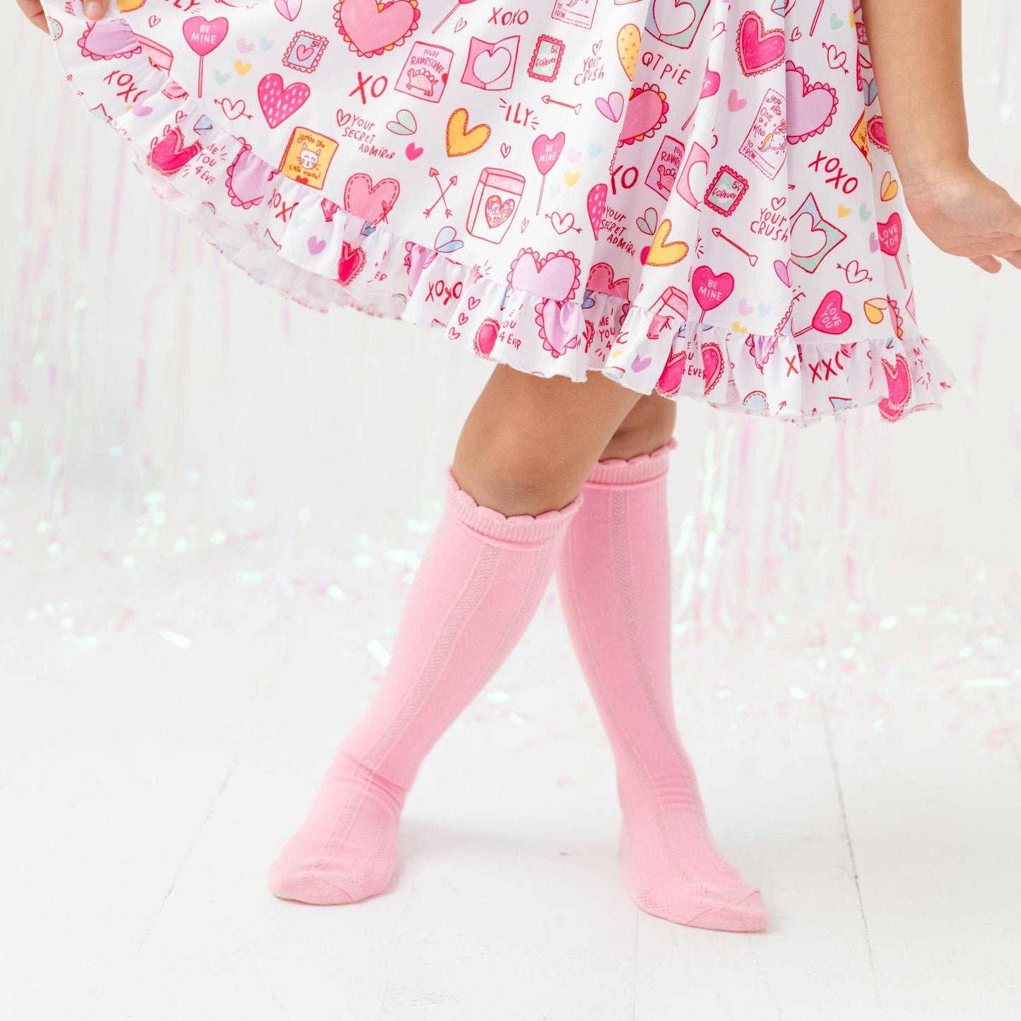 Blossom Scalloped Knee High Socks
