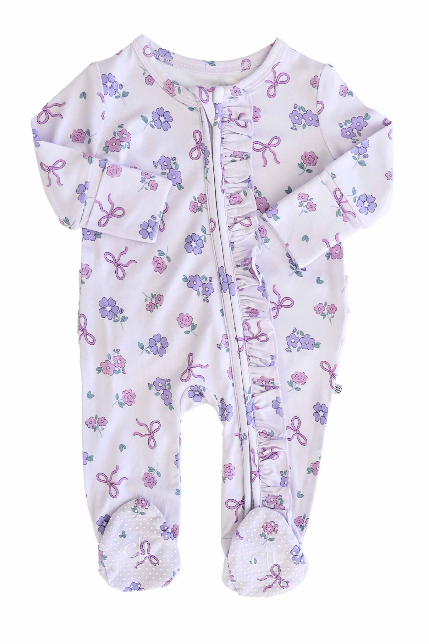 Ribbon & Roses Zipper Footie