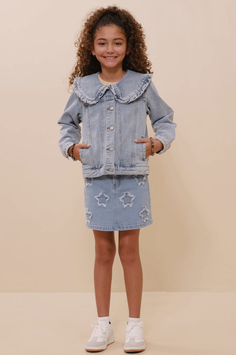 Girls Collar Denim Jacket