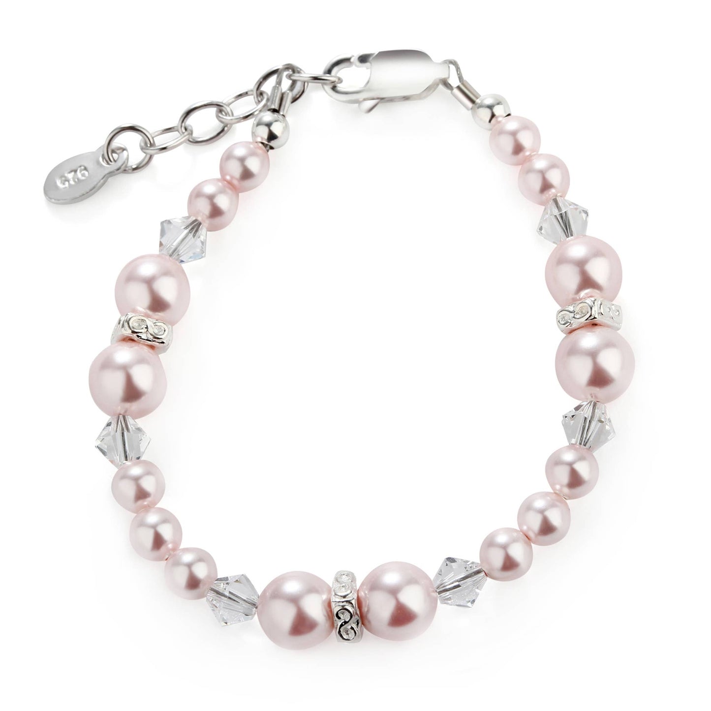 Girls Sterling Silver Pink Pearl Baby & Children's Bracelet