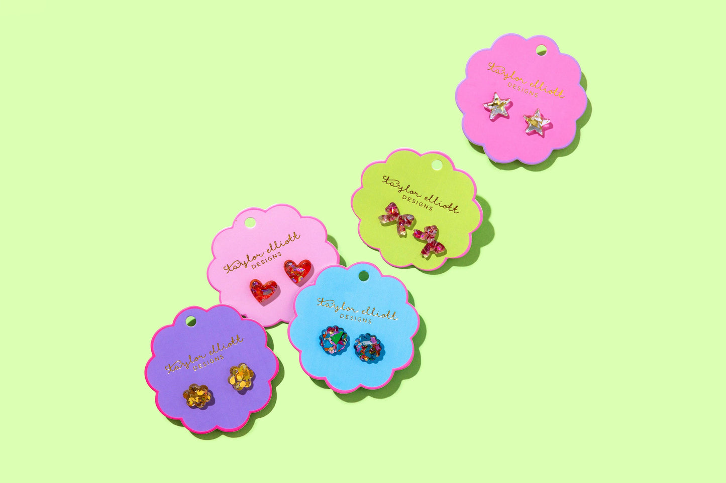 *ON SALE* Stud Earrings - Acrylic Flowers - Gold Confetti