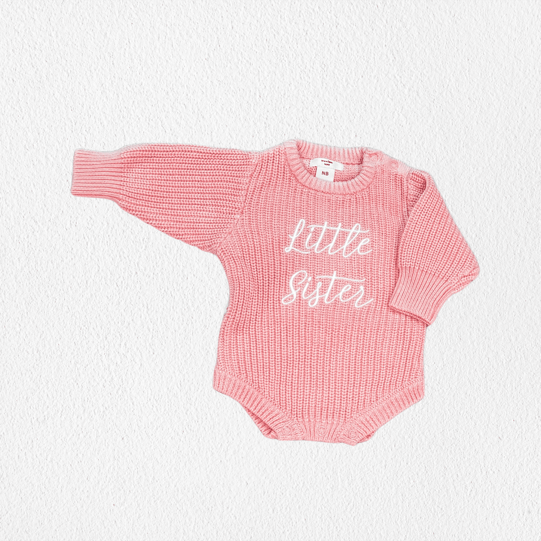 'Little Sister' Announcement Romper | Peony