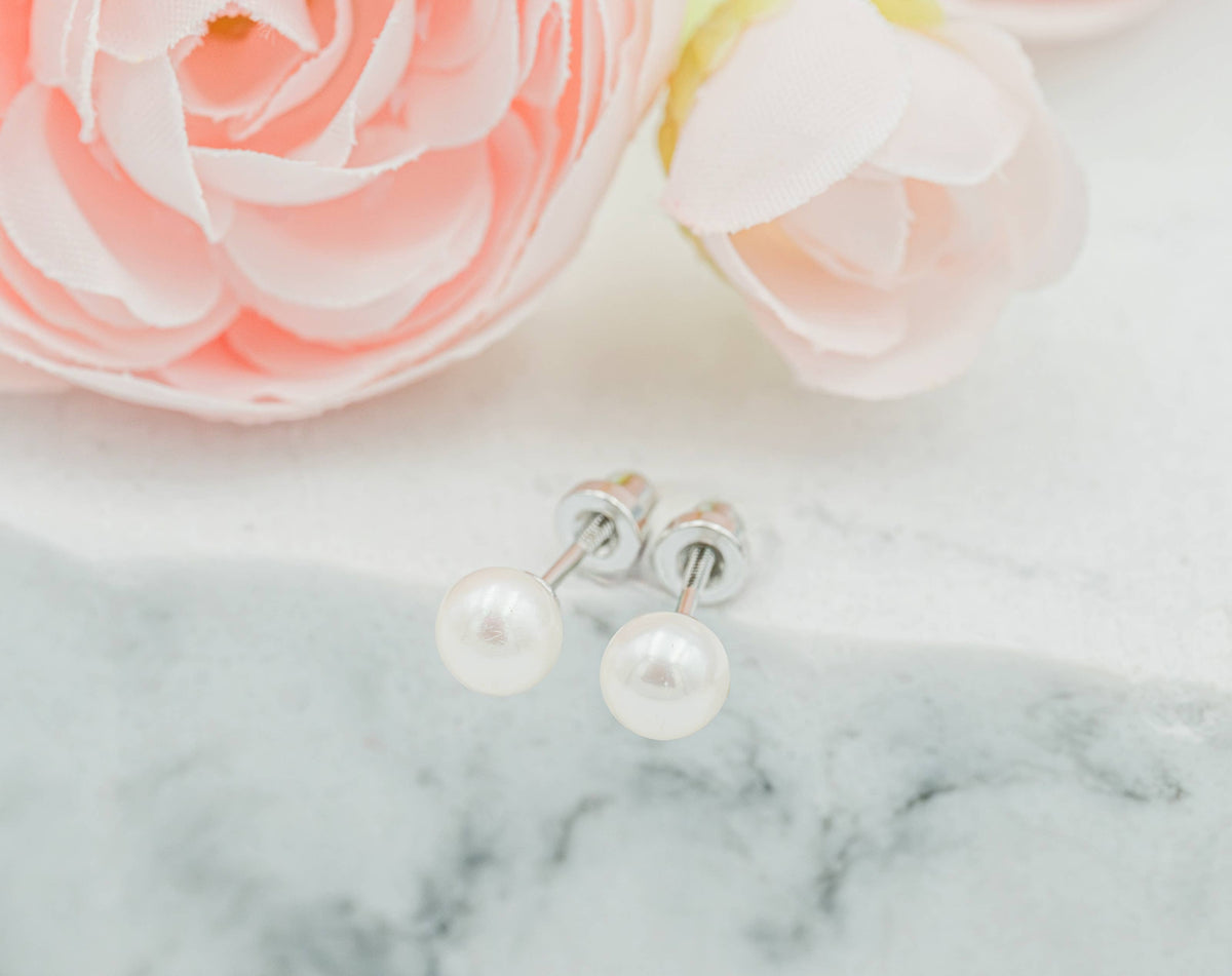 White Pearl Earrings for Children