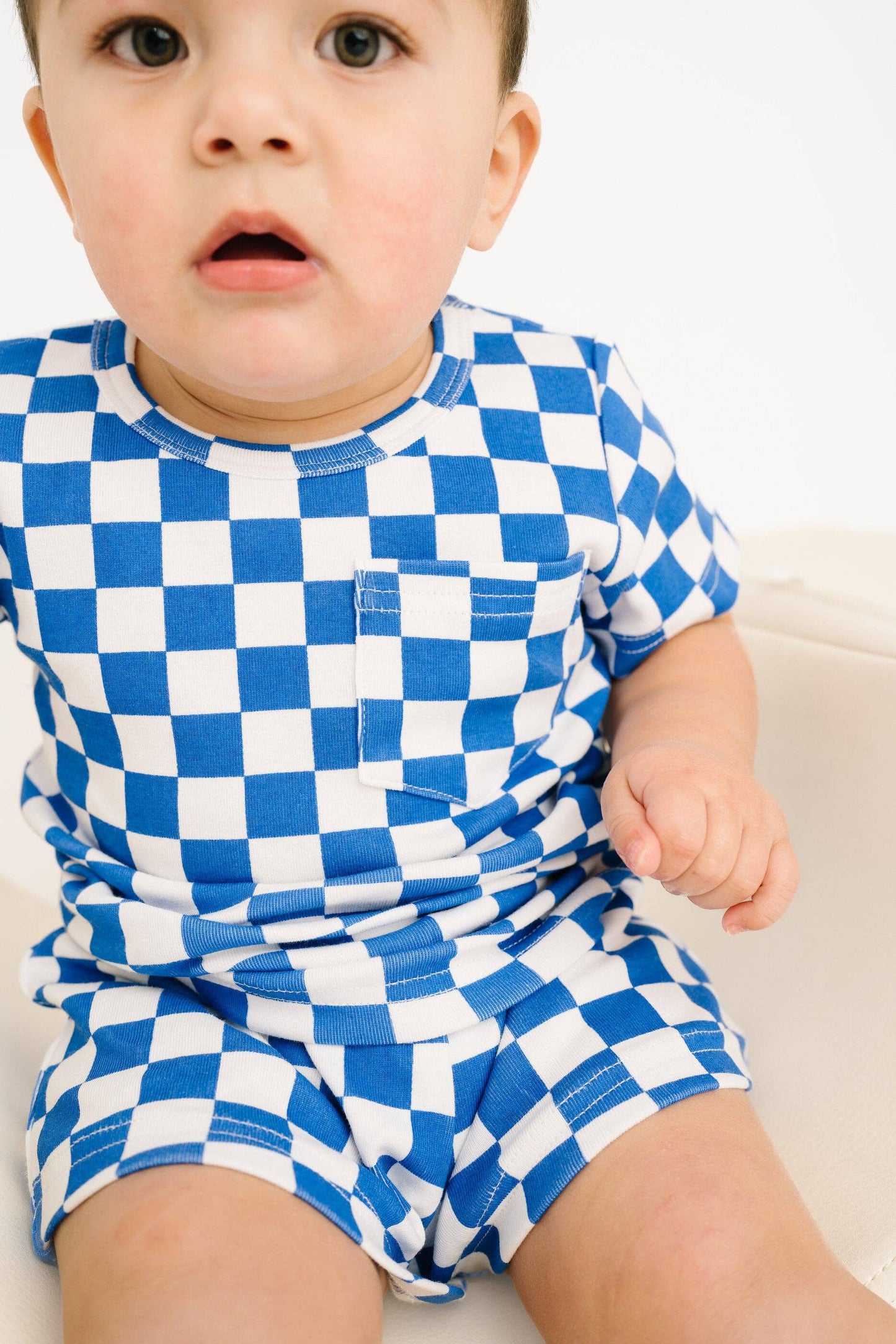 Blue Checkered Pocket Set