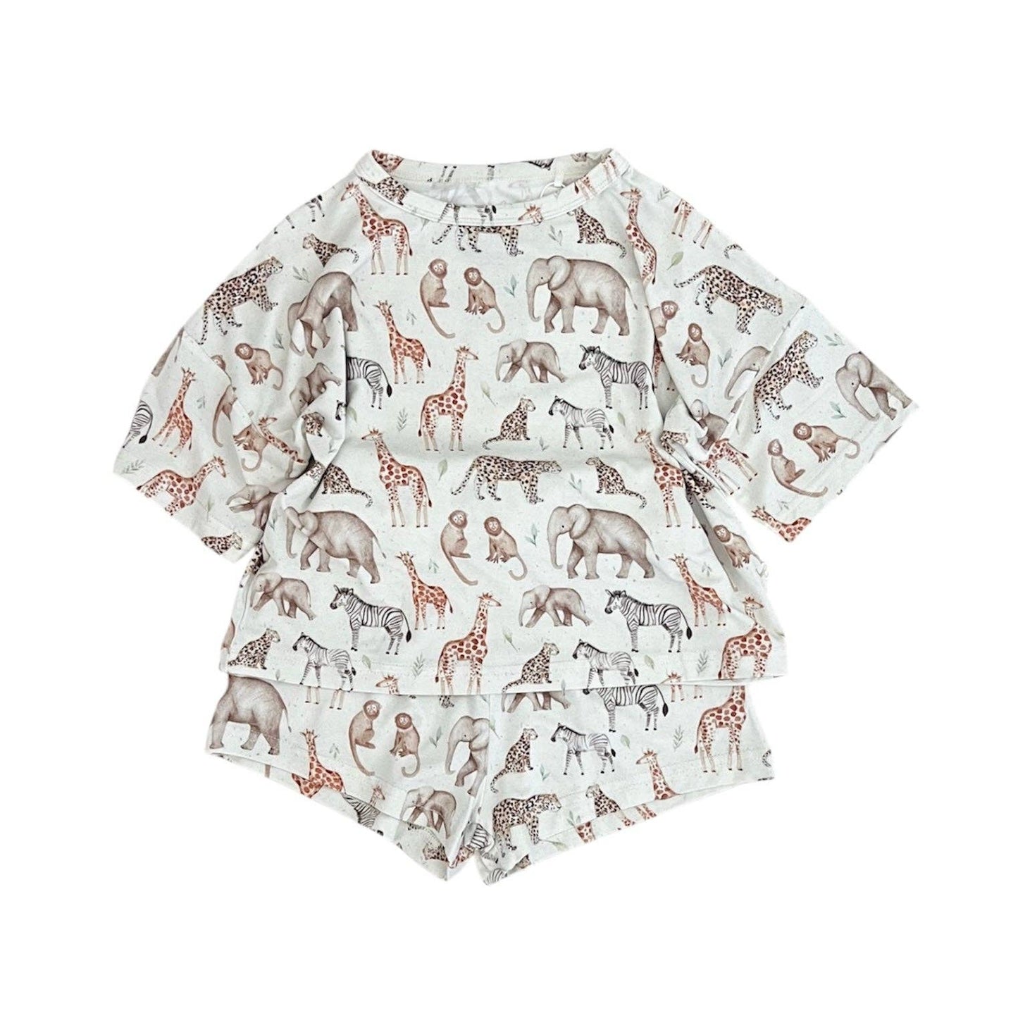 Bamboo Boxy Tee & Short Set | Safari Friends (Jungle)