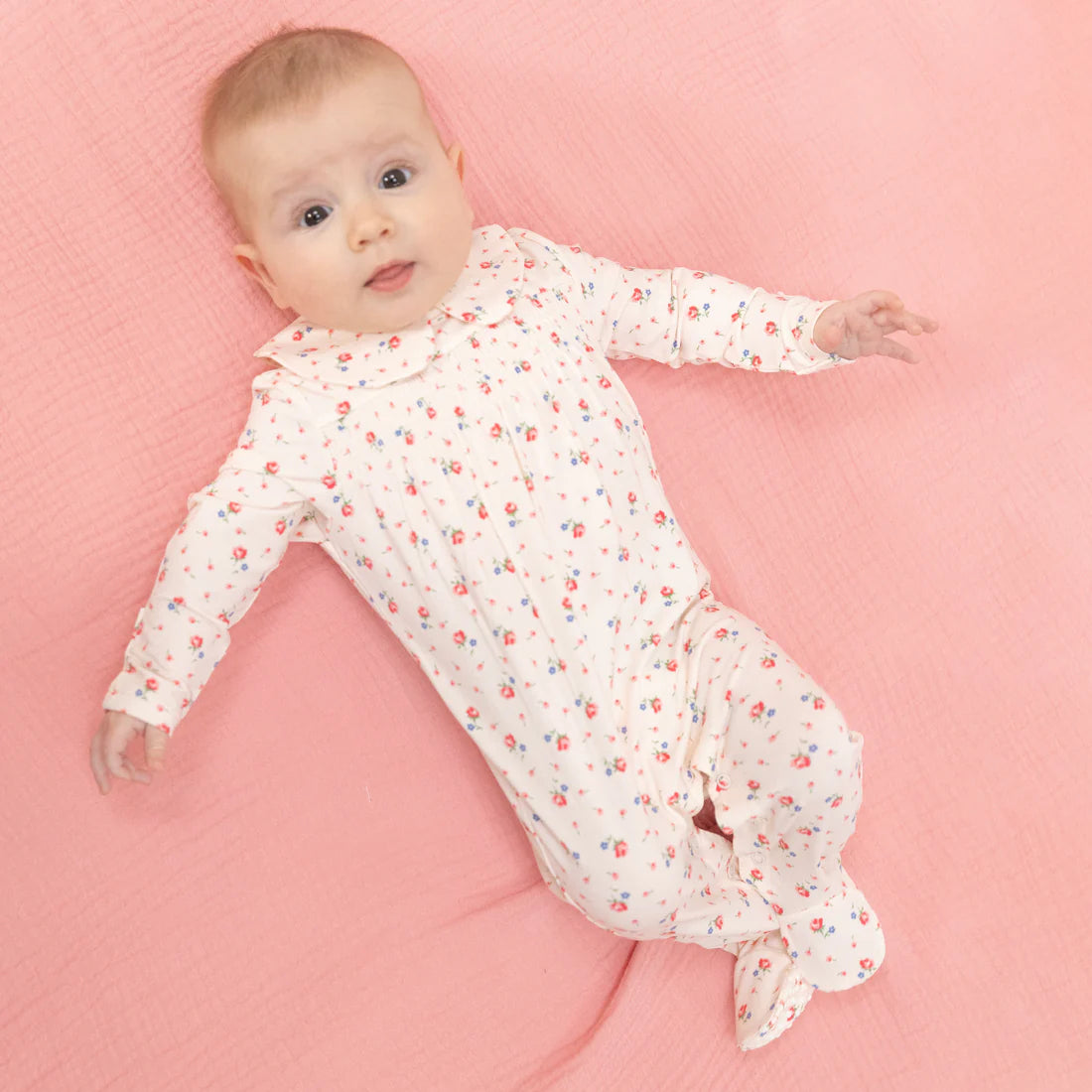 Joli Rosette -  Smocked  Peter Pan  Snap Footie