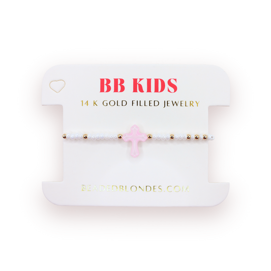 Pink Cross Bracelet on Color (Kids Size)