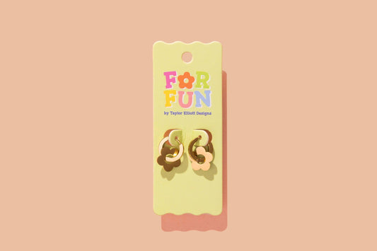 FOR FUN - Huggie Earrings - Gold Hoops + Flower Charm - Mila