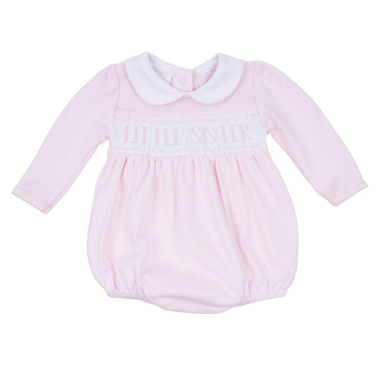 Little Sister Smocked Long Sleeve Bubble