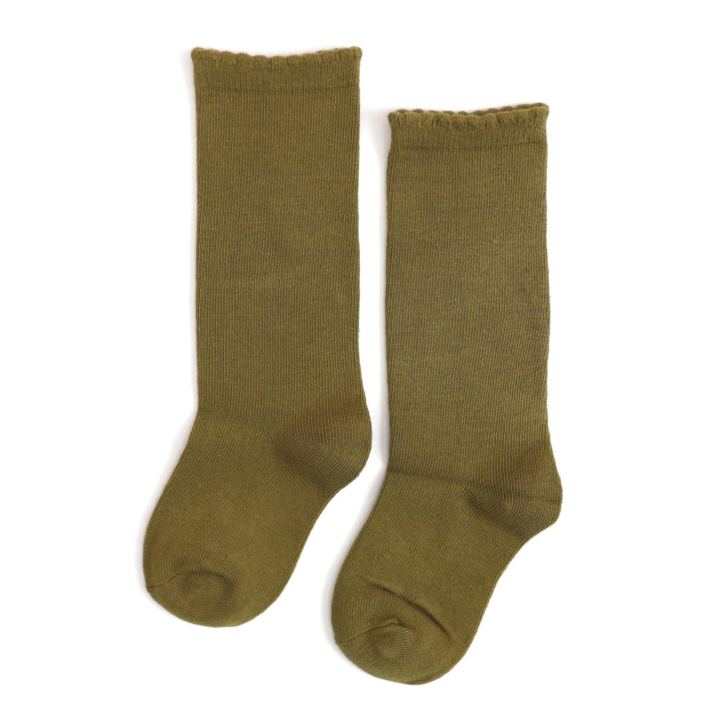 Scalloped Olive Socks