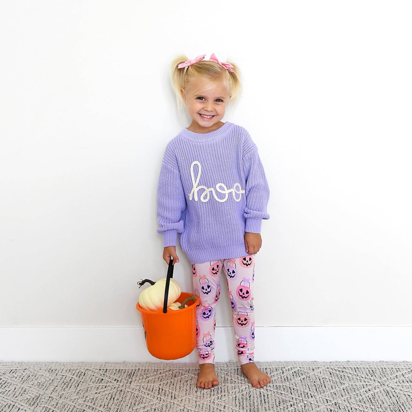 Boo Purple SWEATER Solid Knit Halloween Toddler Kids Top