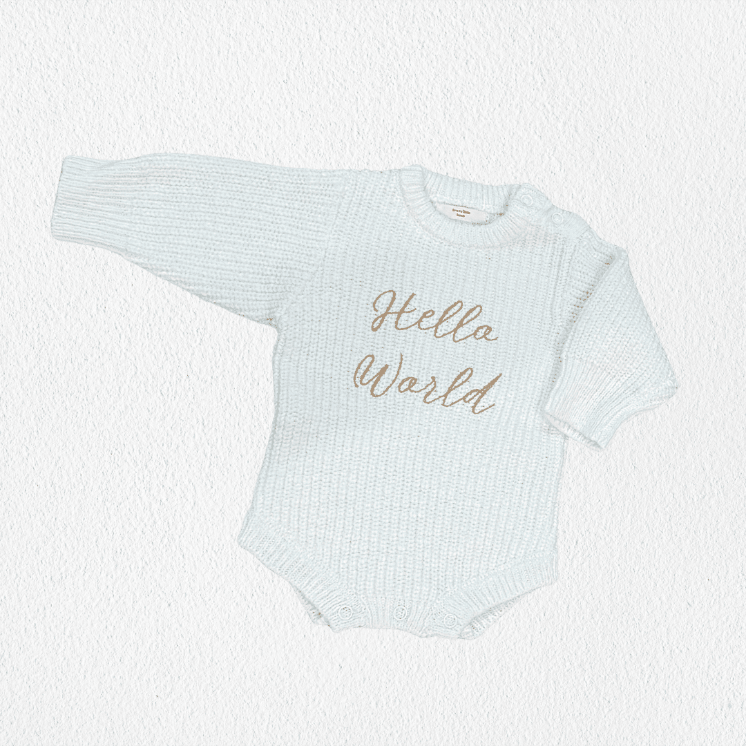 'Hello World' Announcement Romper | Textured Cloud