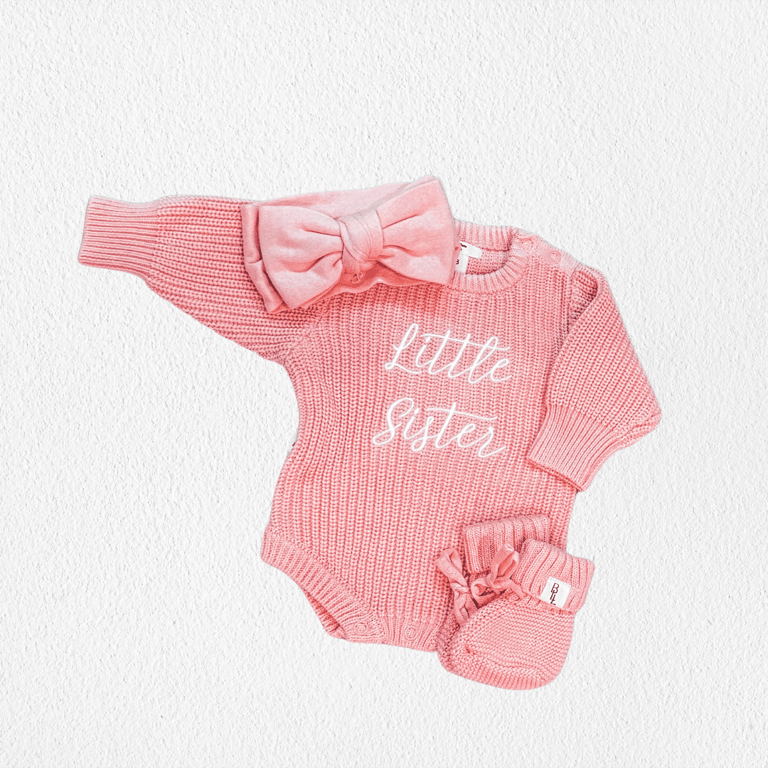 'Little Sister' Announcement Romper | Peony